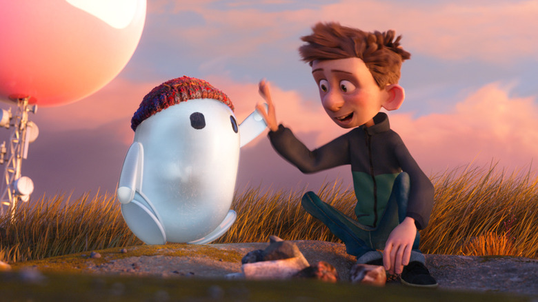 Ron's Gone Wrong balloon high five 