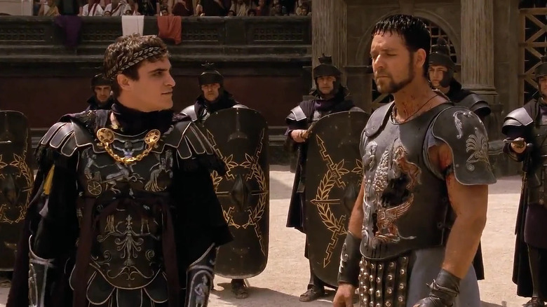 Russell Crowe alongside Joaquin Phoenix in Gladiator