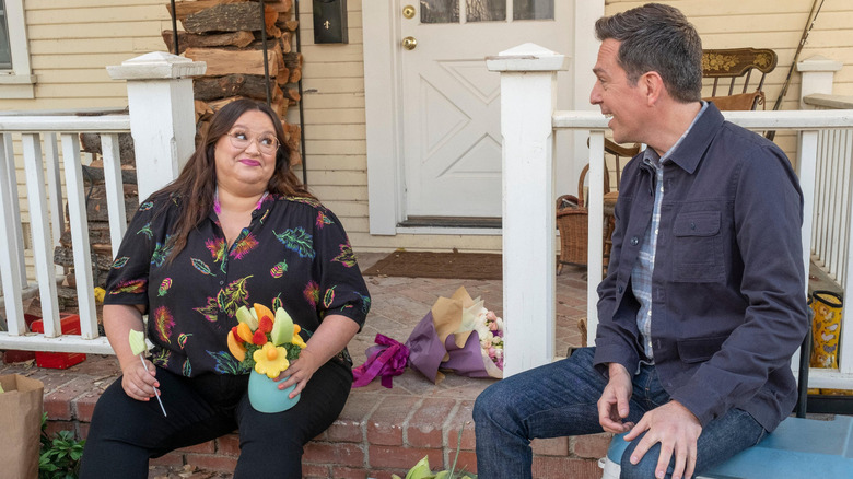 Jana Schmieding and Ed Helms in Rutherford Falls season 2