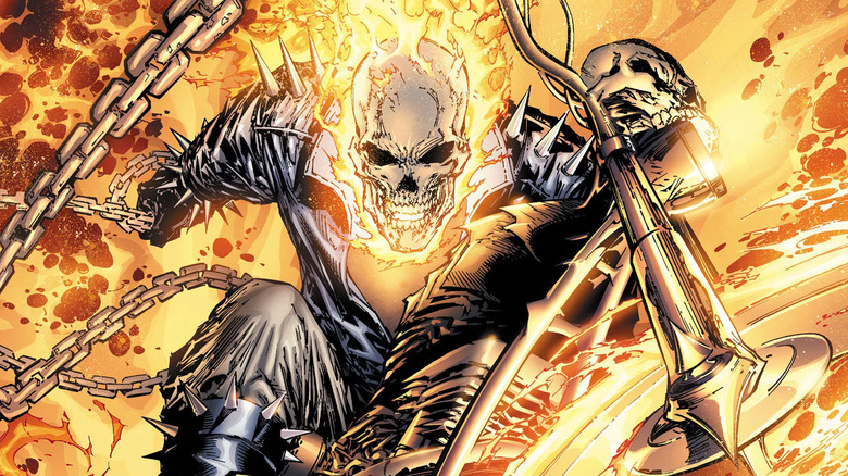 Ghost Rider #1 cover by Marc Silvestri, featuring Ghost Rider on motorcycle surrounded by flames