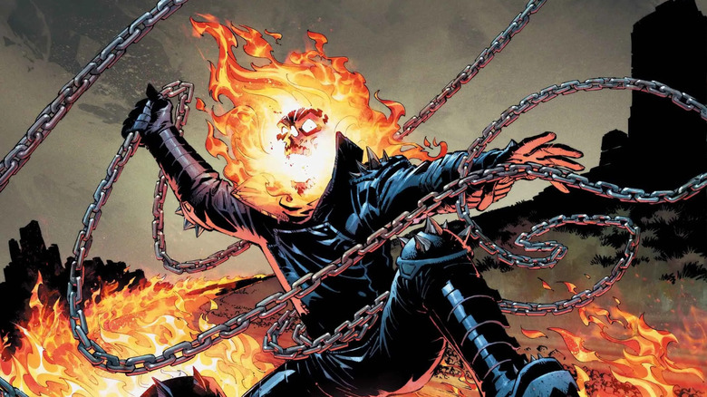 Johnny Blaze whipping his chain around on the cover of Ghost Rider: Final Vengeance