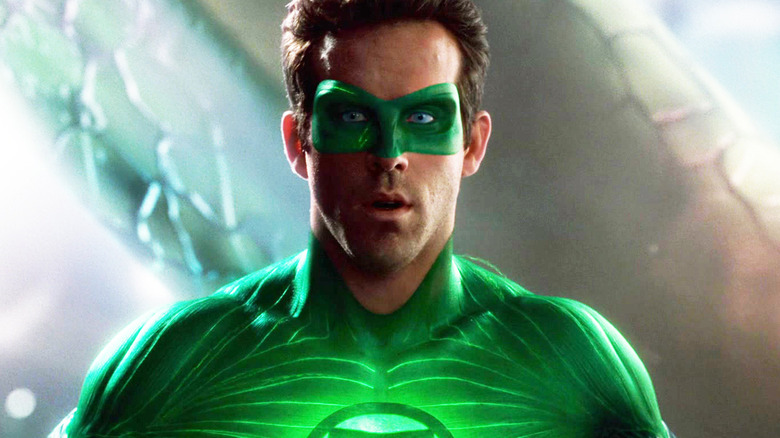 Ryan Reynolds' Hal Jordan/Green Lantern is seen in closeup in Green Lantern