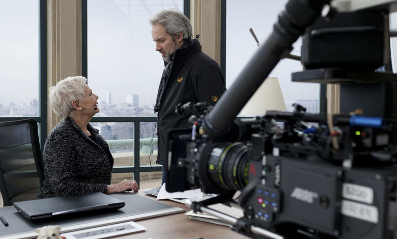 Sam Mendes and Judi Dench on Skyfall set