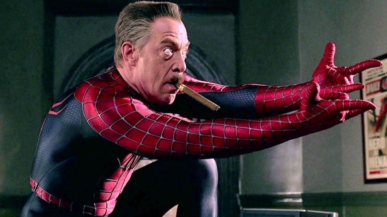 J. Jonah Jameson wears Spider-Man in Spider-Man 2