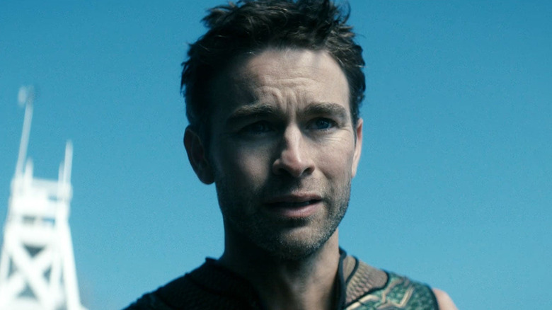 Chace Crawford as The Deep looking alarmed outside in The Boys