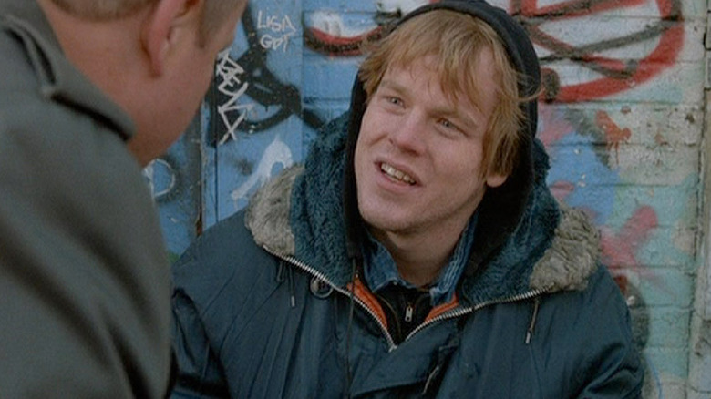 A young punk is being interrogated by cops on Law & Order. The punk is played by Philip Seymour Hoffman.