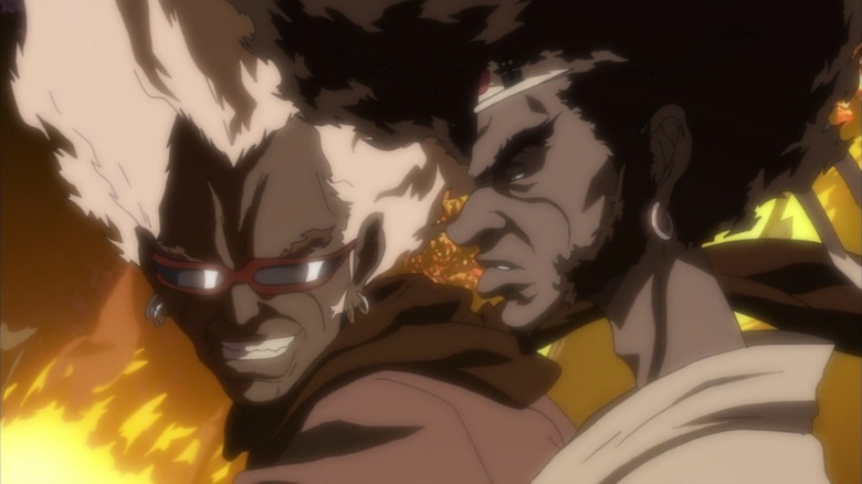 Afro Samurai being taunted by Ninja Ninja in Afro Samurai