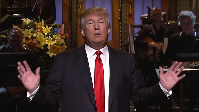 Donald Trump delivering a monologue on SNL