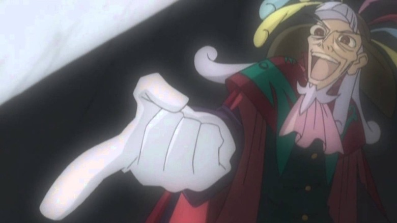 Drosselmeyer points a finger authoritatively in Princess Tutu