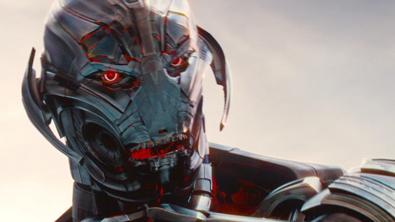 Ultron looking angry, presumably because he's not a real boy in Avengers: Age of Ultron