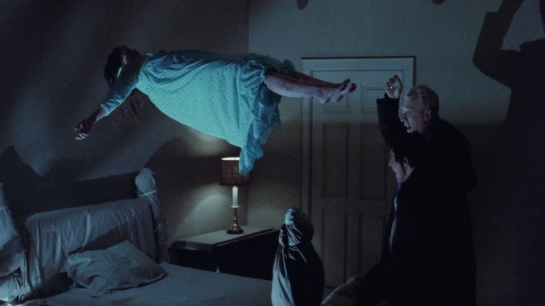 Regan floating above the bed in The Exorcist