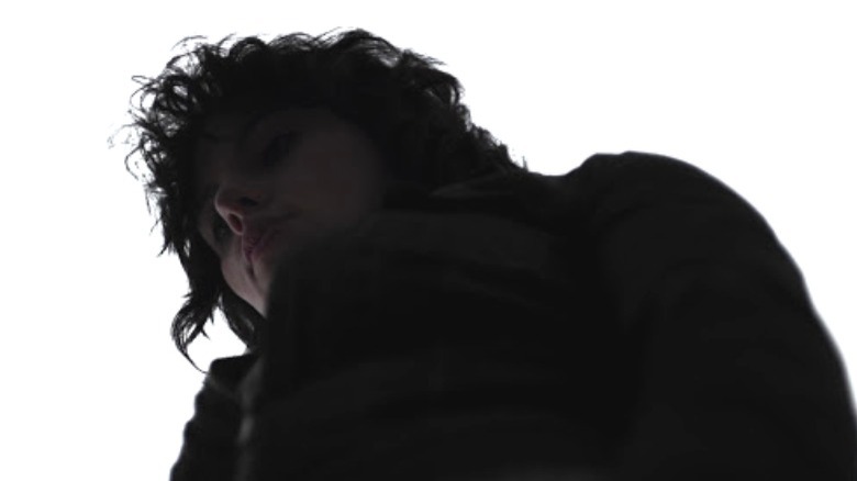 Scarlett Johansson black hair looks down