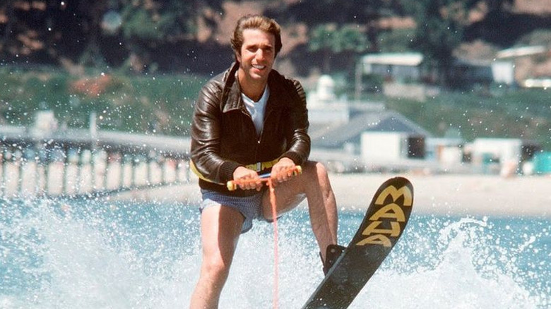 Henry Winkler as the Fonz water-skiing in Happy Days (1977)