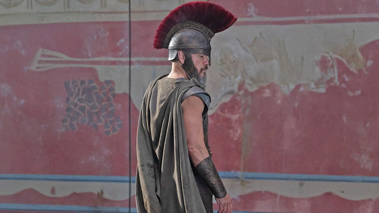 Odysseus in a helmet in The Odyssey
