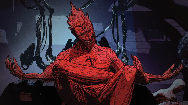 Paimon sitting on a chair on the cover of Event Horizon: Dark Descent #1