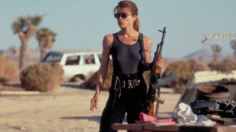 Sarah Connor with gun