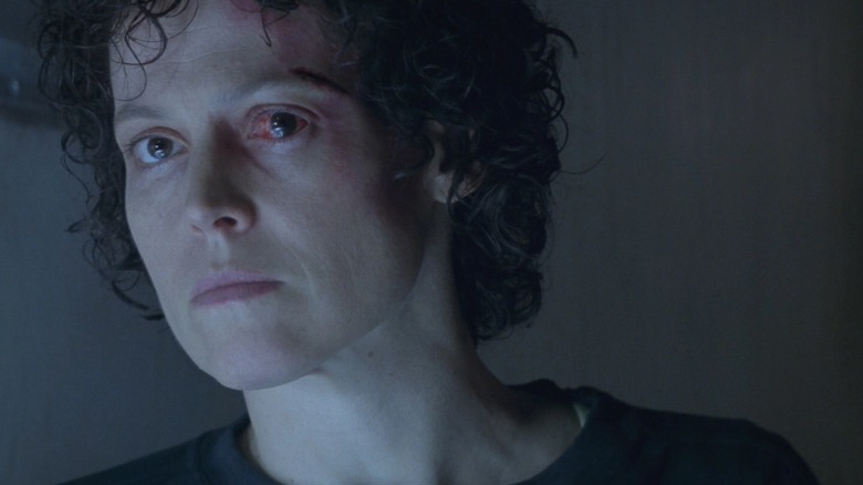 Sigourney Weaver looking serious
