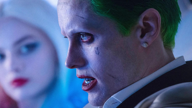 Jared Leto grimacing as the Joker
