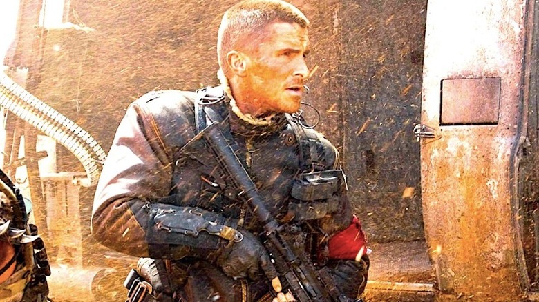 John Connor in the falling dirt