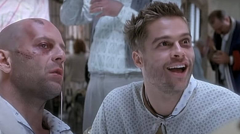 Bruce Willis with Brad Pitt in hospital