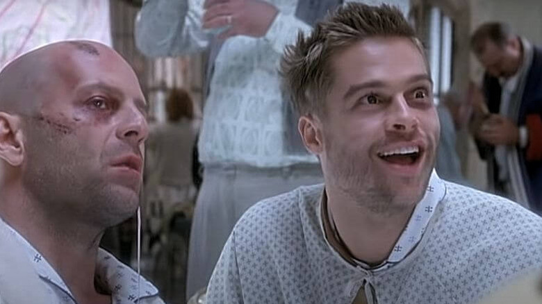 Bruce Willis with Brad Pitt in hospital