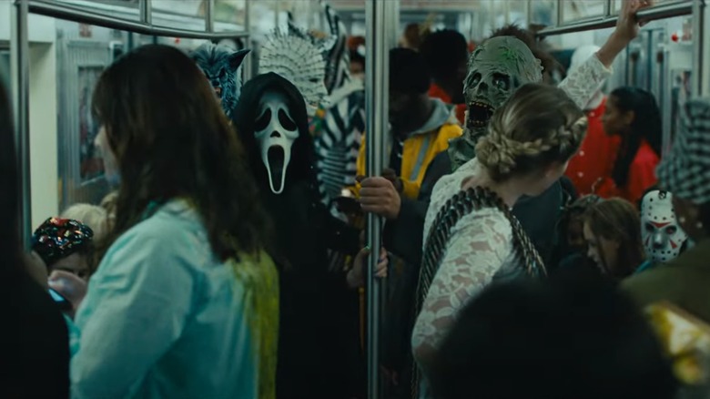 Ghostface on the subway in Scream 6