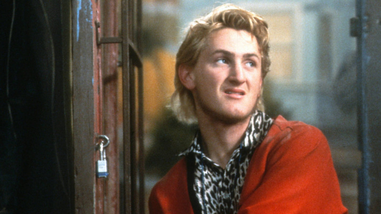 Blonde Sean Penn in red jacket