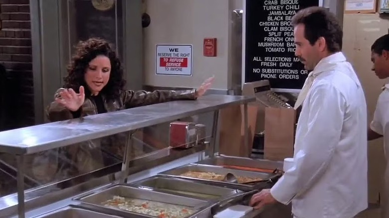 Louis-Dreyfus as Elaine ordering from Larry Thomas in Seinfeld