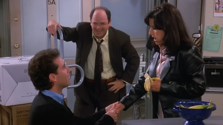 Jerry proposing to Elaine while George watches in Seinfeld