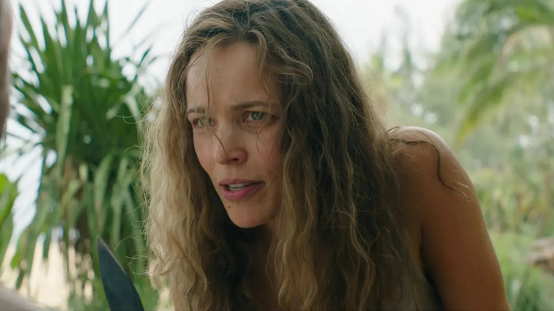 Linda Liddle threatening someone with a knife in Send Help