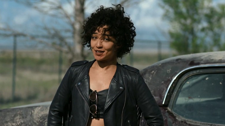 Ruth Negga as Tulip O'Hare looking cocky and standing against her car on Preacher