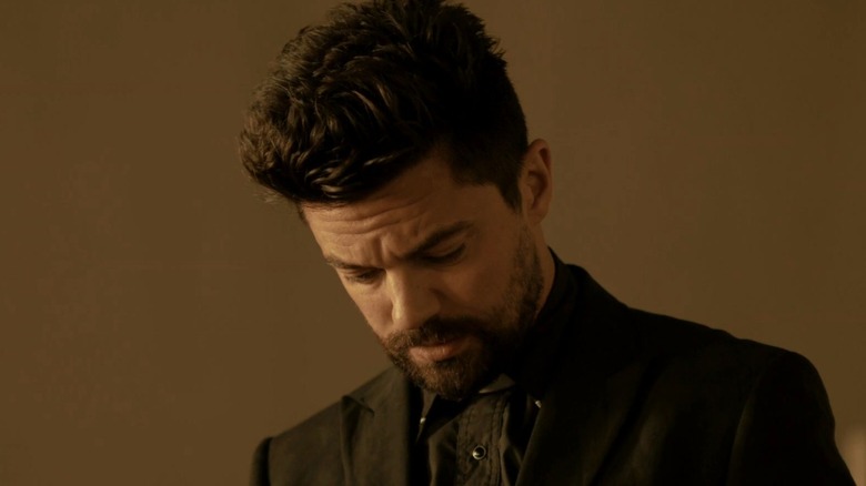 Dominic Cooper as Jesse Custer looking downward on Preacher