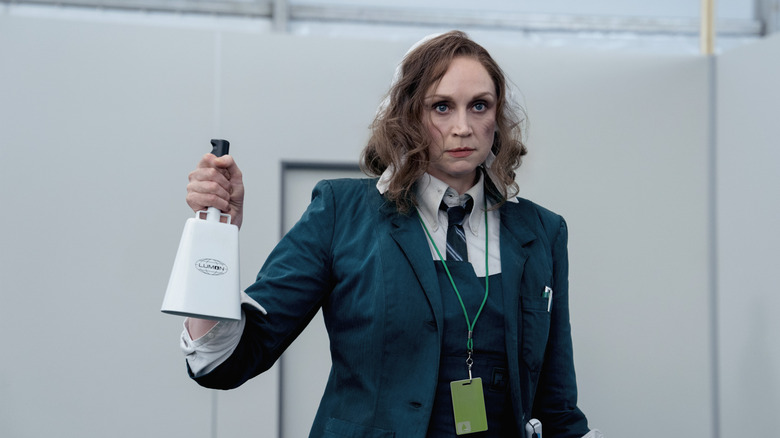 Gwendoline Christie looks disheveled like a new Lumon employee in Servance