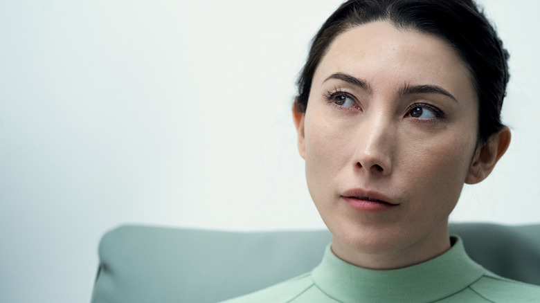 Dichen Lachman as Gemma looking skeptical in Severance