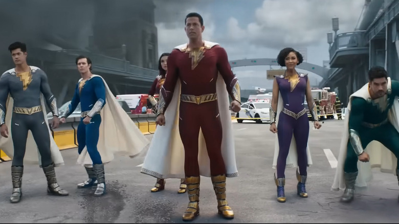 Ross Butler, Adam Brody, Grace Caroline Currey, Zachary Levi, Meagan Good, and D.J. Cotrona in Shazam! Fury of the Gods