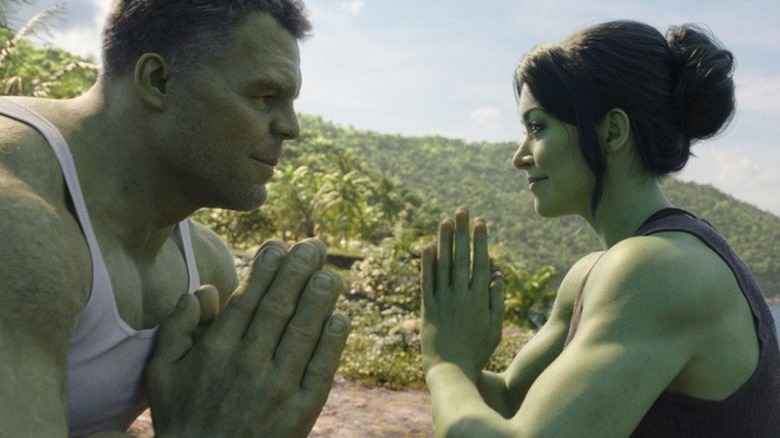 Mark Ruffalo and Tatiana Maslany as Hulk and She-Hulk