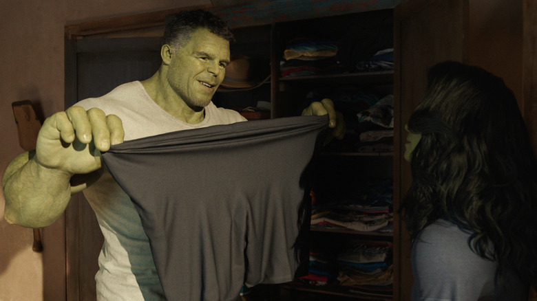 Bruce Banner smiling at Jennifer Walters