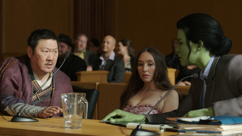 She-Hulk, Madisyn, and Wong sitting in court