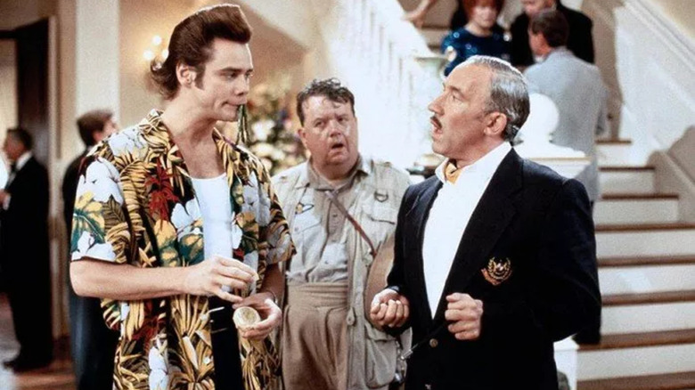 Jim Carrey, Ian McNeice, and Simon Callow in Ace Ventura: When Nature Calls