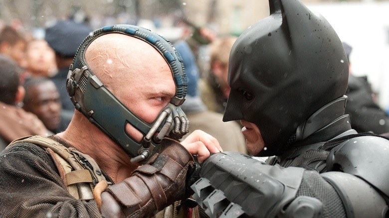 Tom Hardy and Christian Bale in The Dark Knight Rises
