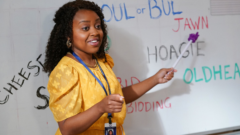 Janine teaches class in Abbott Elementary