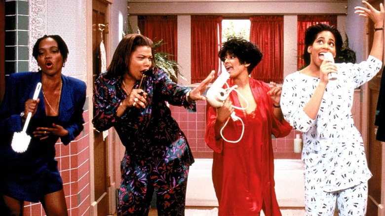 The ladies sing in the bathroom