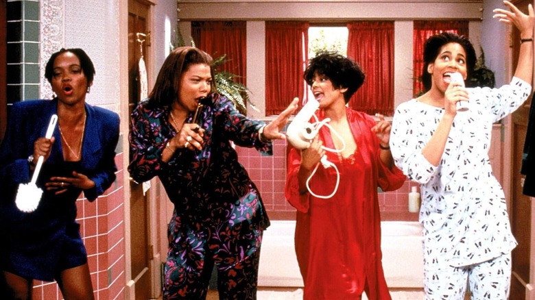 The ladies sing in the bathroom