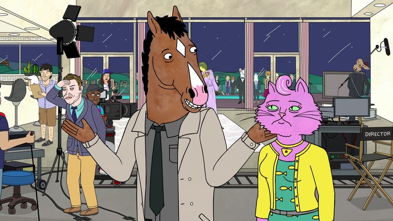 Bojack and Princess Carolyn on set