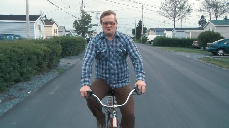 Bubbles riding a bike