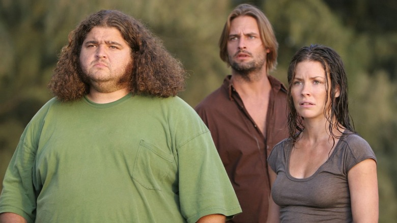 Hurley, Sawyer, Kate in the jungle Lost