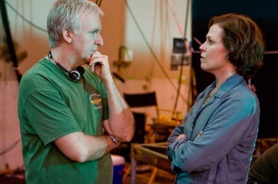 Sigourney Weaver and James Cameron