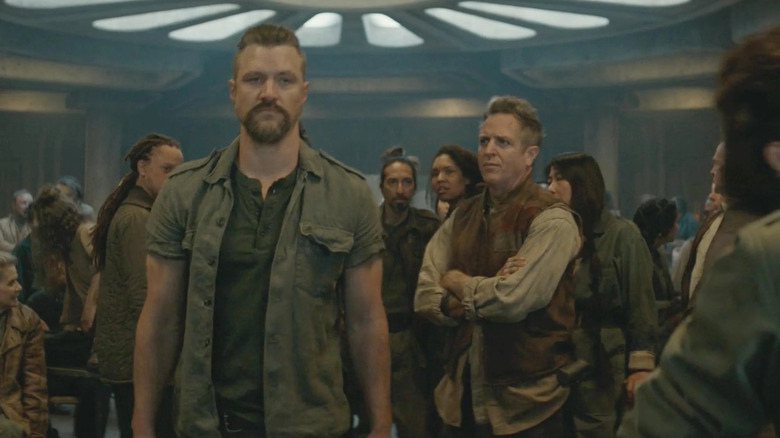 Hugh Howey cameo in group shot in Silo