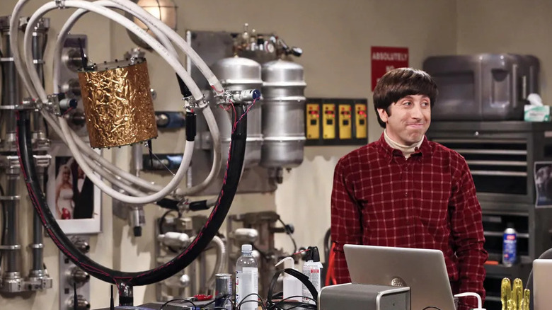 Howard in his lab next to an experiment on The Big Bang Theory