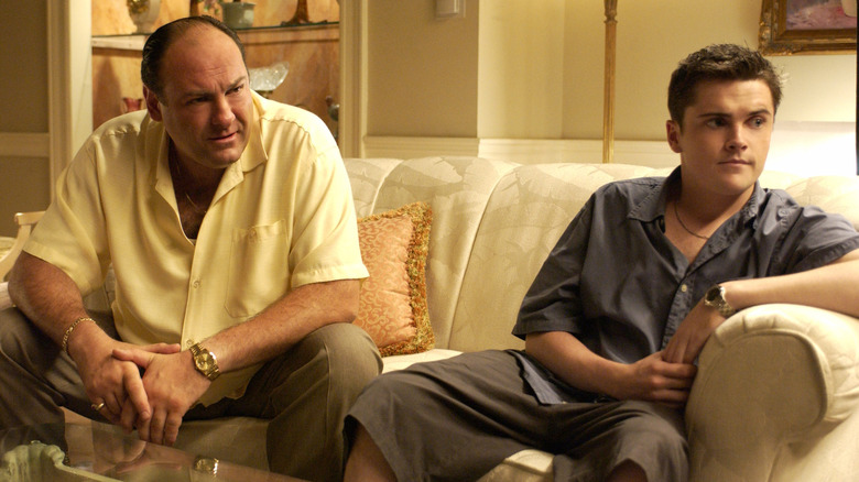 James Gandolfini and Robert Iler in The Sopranos